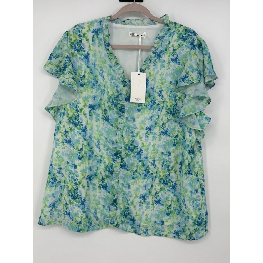 Grace Karin Women's Floral Short Sleeve Top 2X NWT